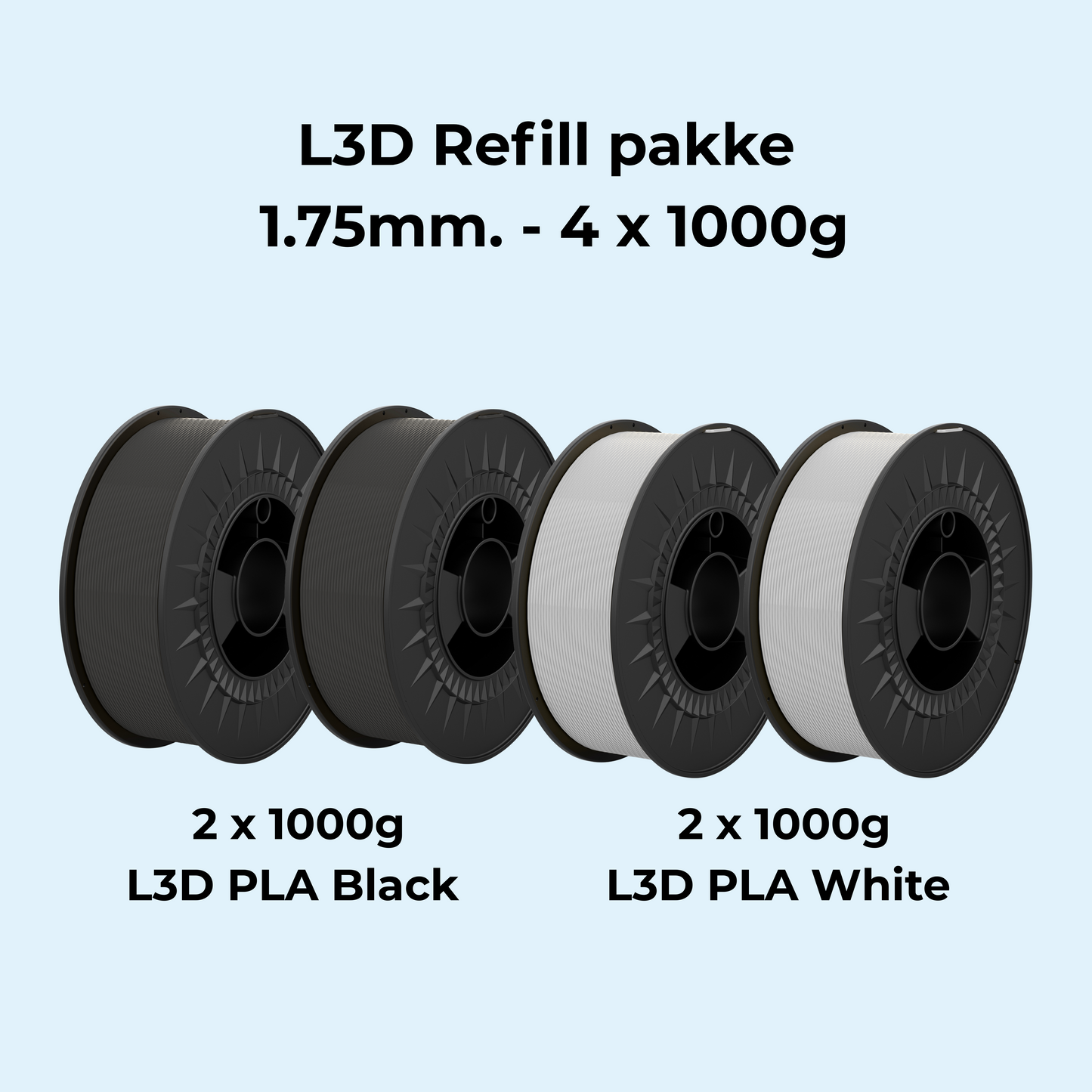 L3D Refill pakke  1.75mm. - 4 x 1000g