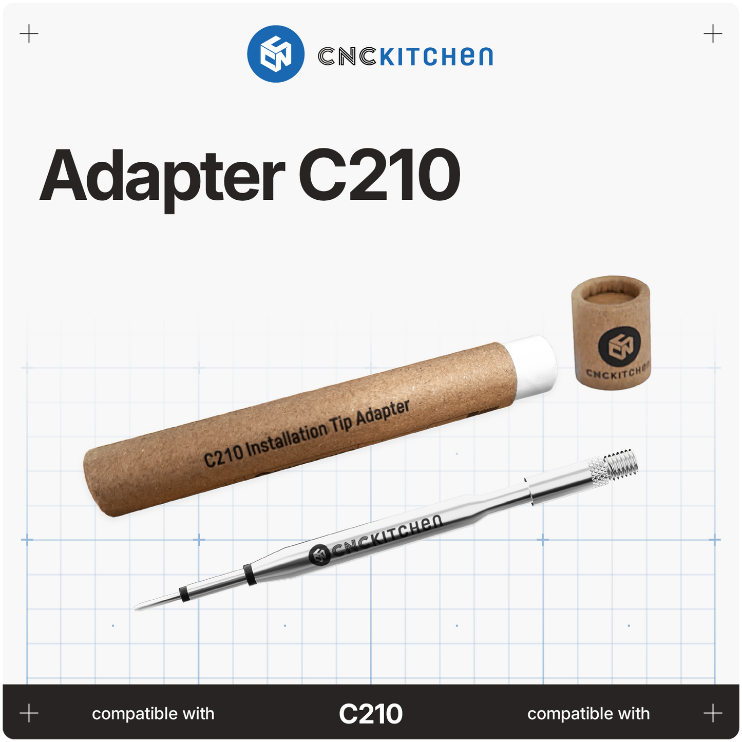 CNC Kitchen Installation Tips SET til C210 – adapter og spidser M2-M8 til heat set inserts