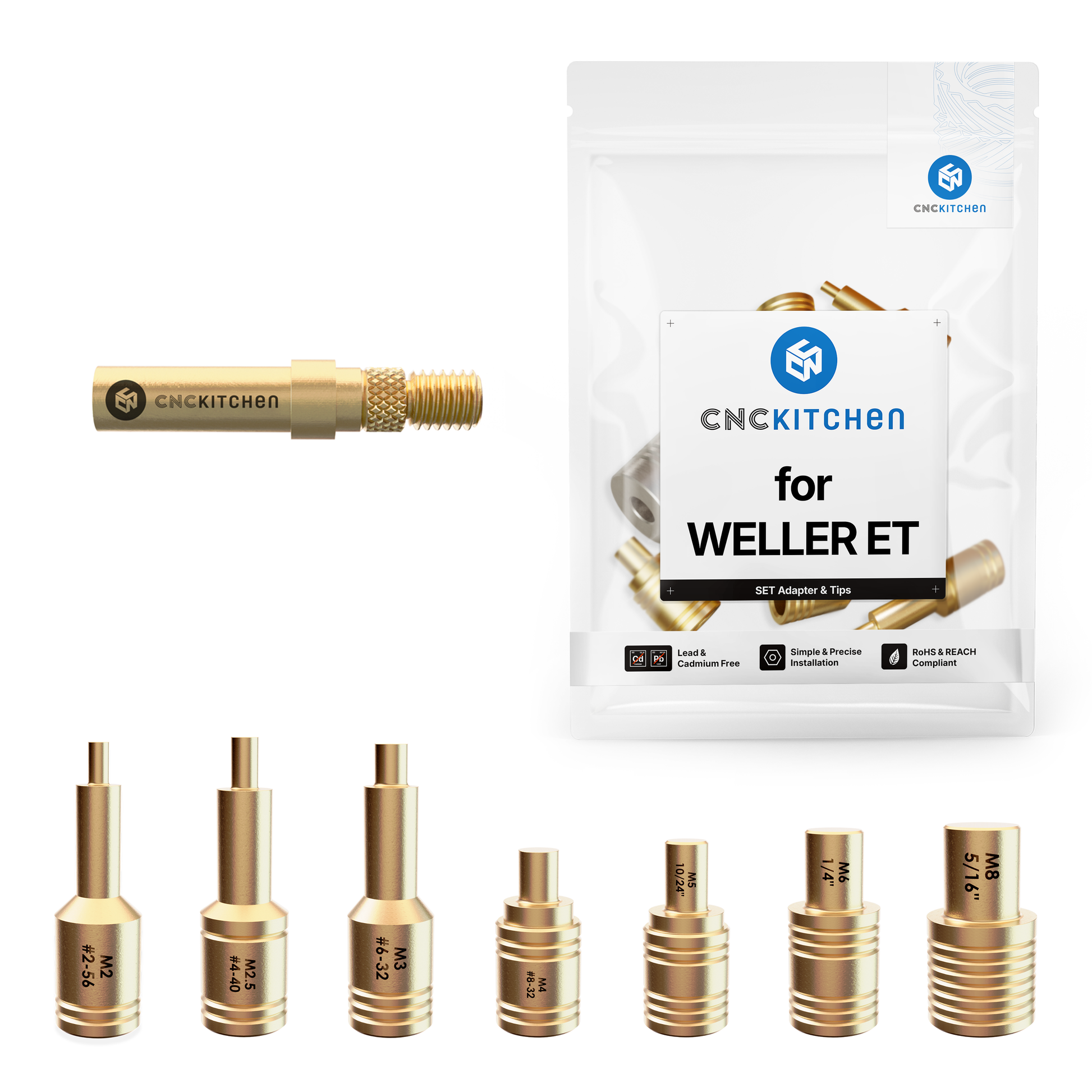 Installationsspidser M2-M8 til Weller ET-loddekolbe