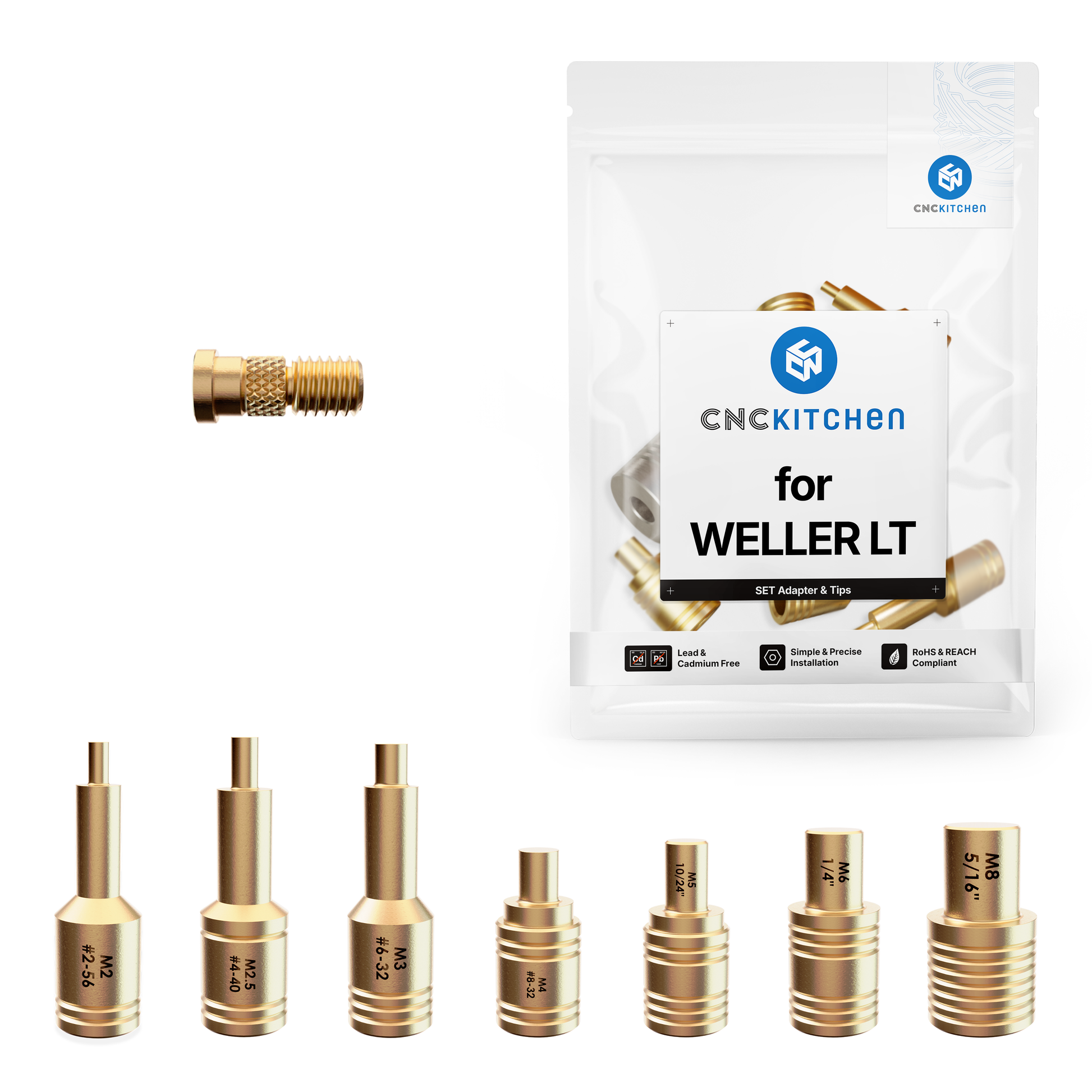 Installationsspidser M2-M8 til Weller LT-loddekolbe