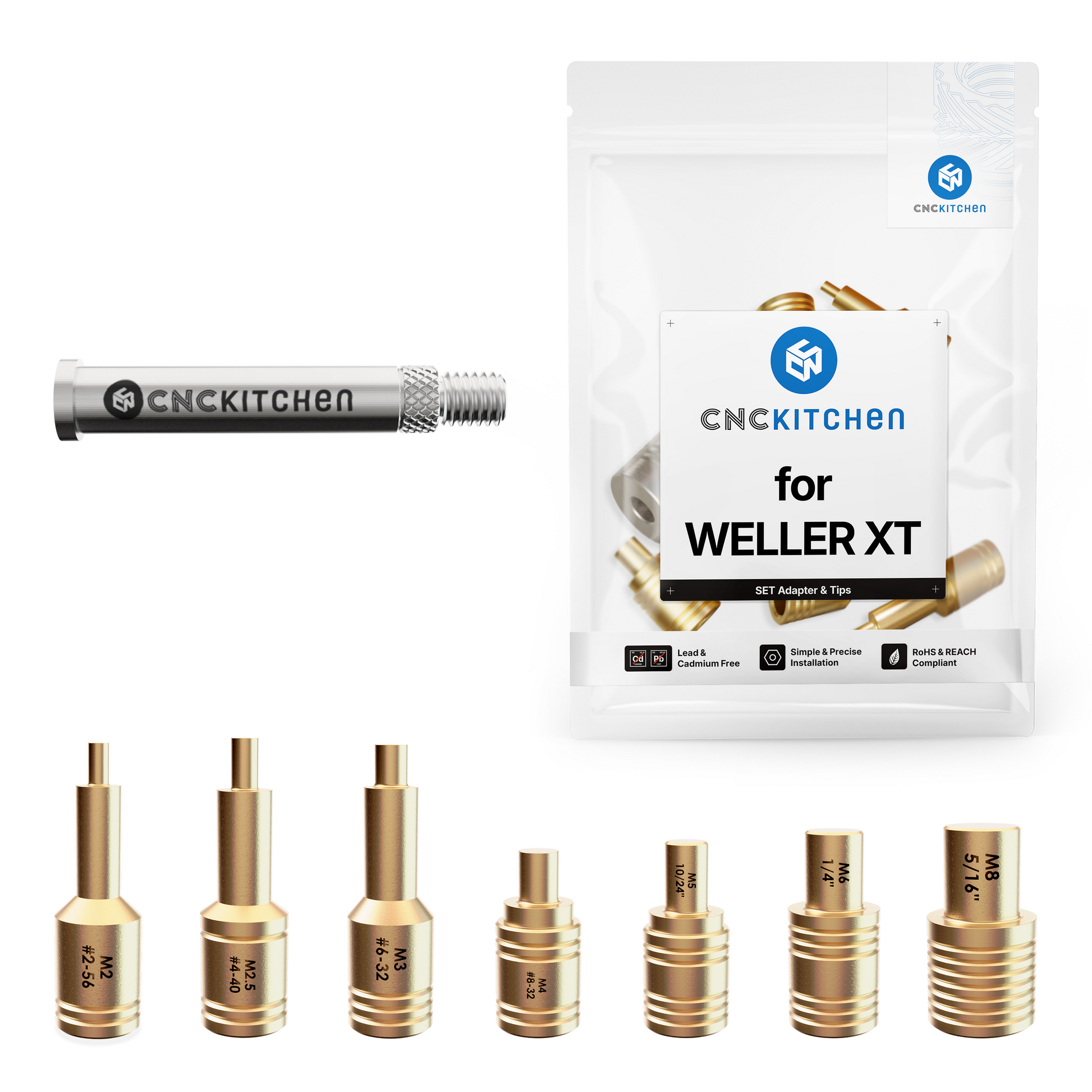 Installationsspidser M2-M8 til Weller XT-loddekolbe