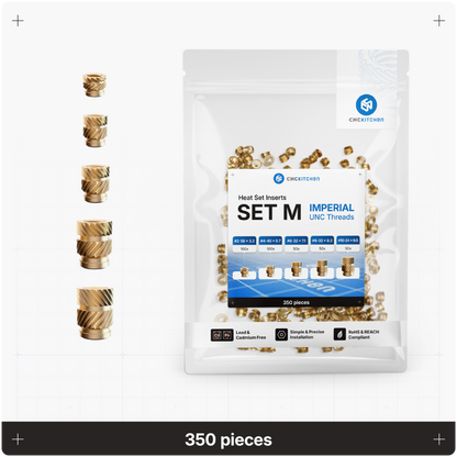 CNC Kitchen heat set insert-sæt Imperial M med 5 UNC-størrelser, 350 stk.